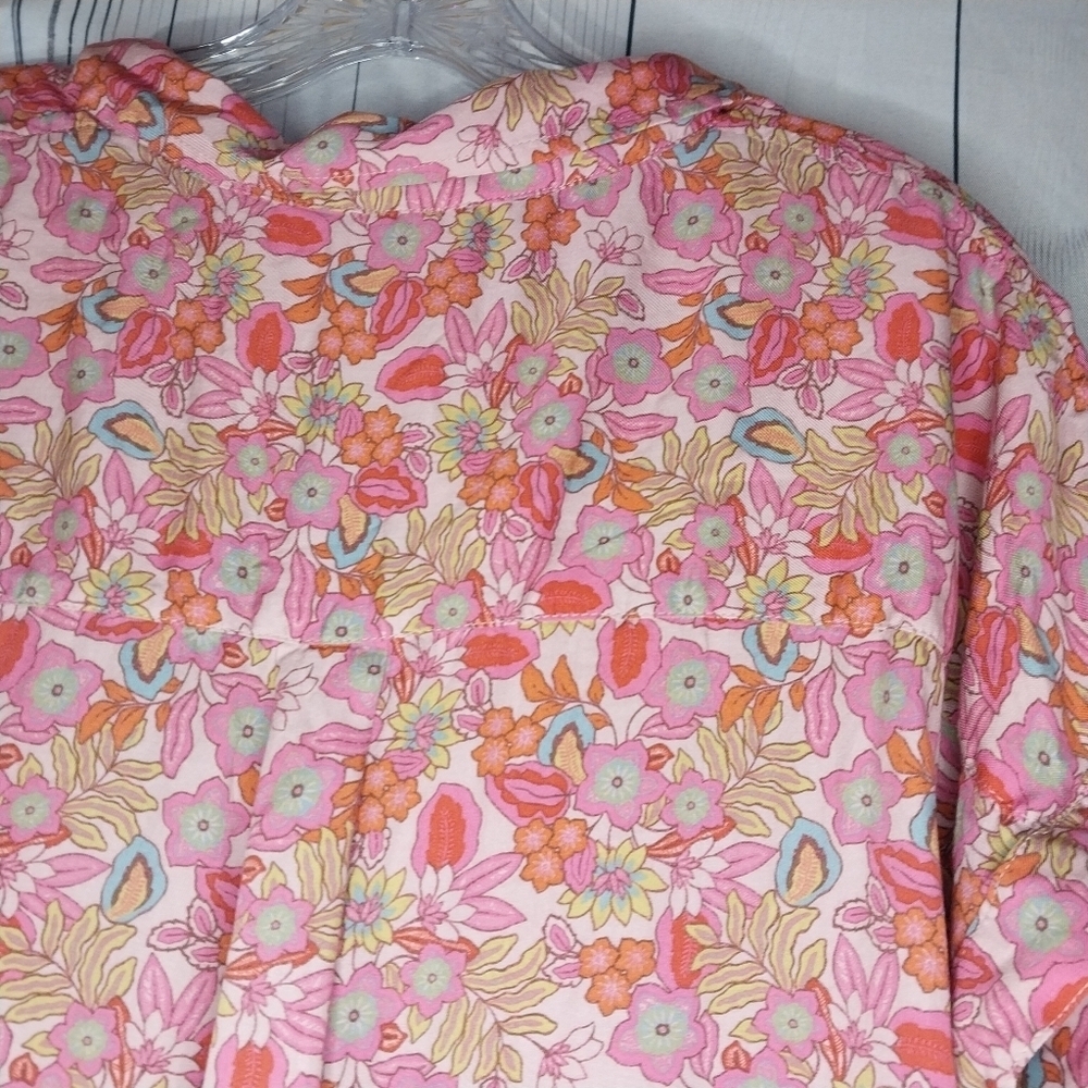 Lucky Brand Women's Pink Button Down Loose Fit Casual Boho Cottagecore Top - Picture 13 of 13